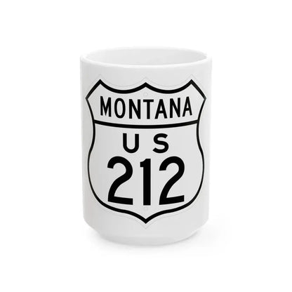 US 212 Montana 1948 (Montana) (Road Sign) White Coffee Mug 15oz - Go Mug Yourself