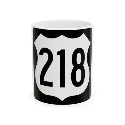 US 218 IA (Iowa) (Road Sign) White Coffee Mug 11oz - Go Mug Yourself
