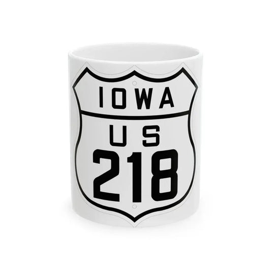 US 218 Iowa 1926 (Iowa) (Road Sign) White Coffee Mug 11oz - Go Mug Yourself