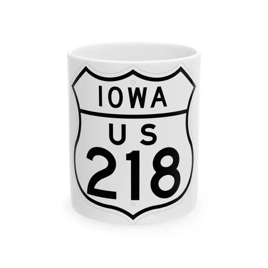 US 218 Iowa 1948 (Iowa) (Road Sign) White Coffee Mug 11oz - Go Mug Yourself