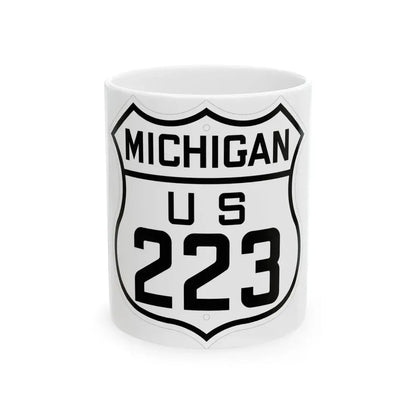 US 223 Michigan 1926 (Michigan) (Road Sign) White Coffee Mug 11oz - Go Mug Yourself