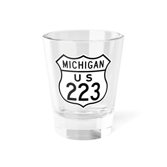 US 223 Michigan 1948 (Michigan) (Road Sign) Shot Glass 1.5oz 1.5oz - Go Mug Yourself