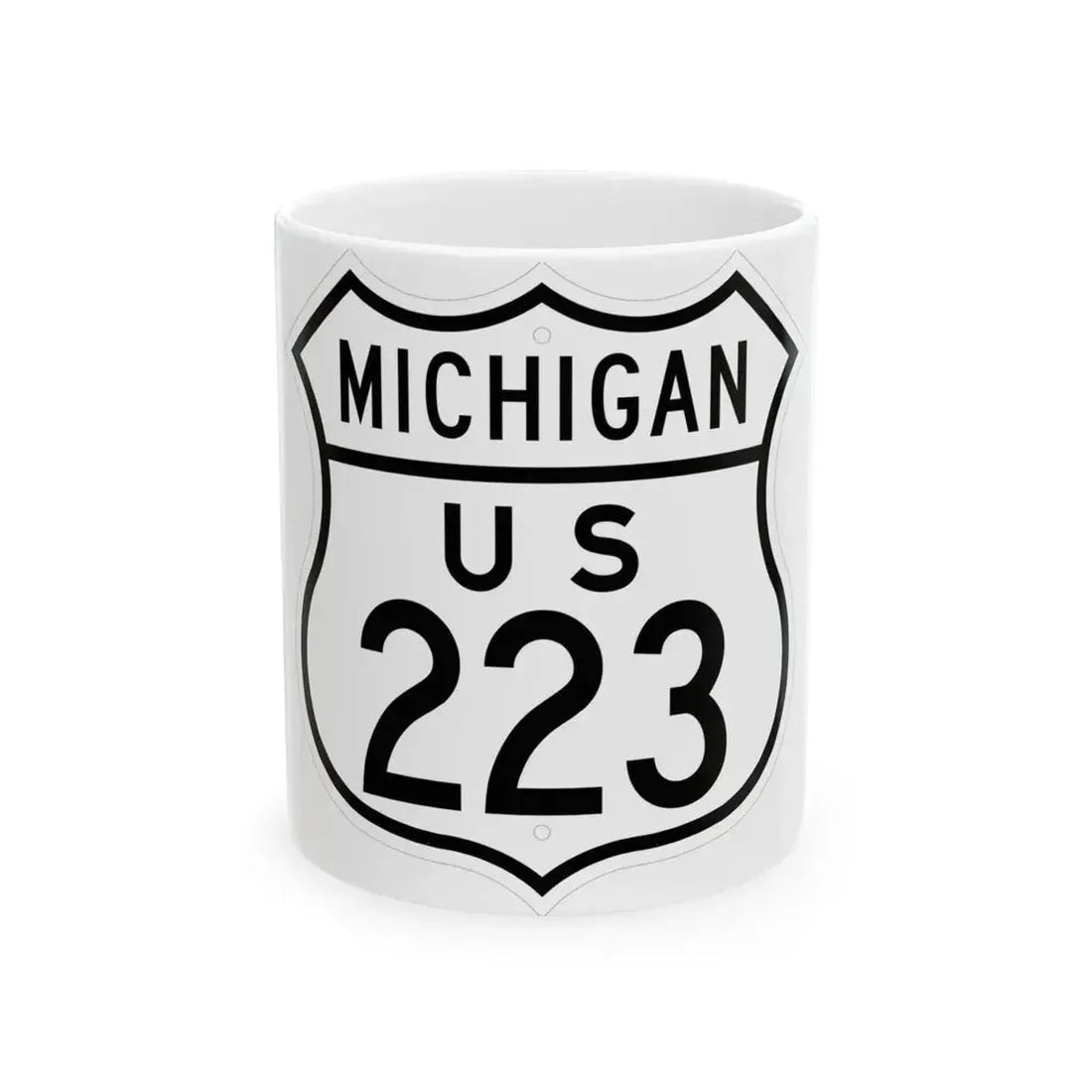 US 223 Michigan 1948 (Michigan) (Road Sign) White Coffee Mug 11oz - Go Mug Yourself