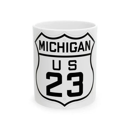 US 23 Michigan 1926 (Michigan) (Road Sign) White Coffee Mug 11oz - Go Mug Yourself
