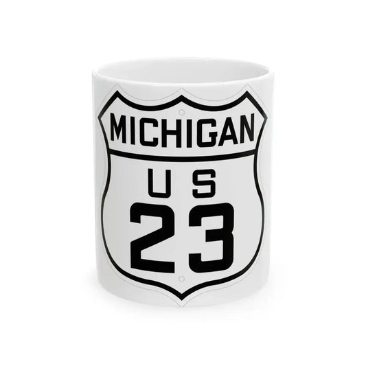US 23 Michigan 1926 (Michigan) (Road Sign) White Coffee Mug 11oz - Go Mug Yourself