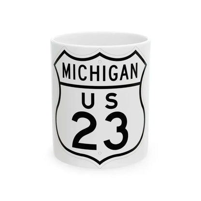 US 23 Michigan 1948 (Michigan) (Road Sign) White Coffee Mug 11oz - Go Mug Yourself