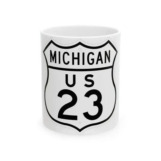 US 23 Michigan 1948 (Michigan) (Road Sign) White Coffee Mug 11oz - Go Mug Yourself