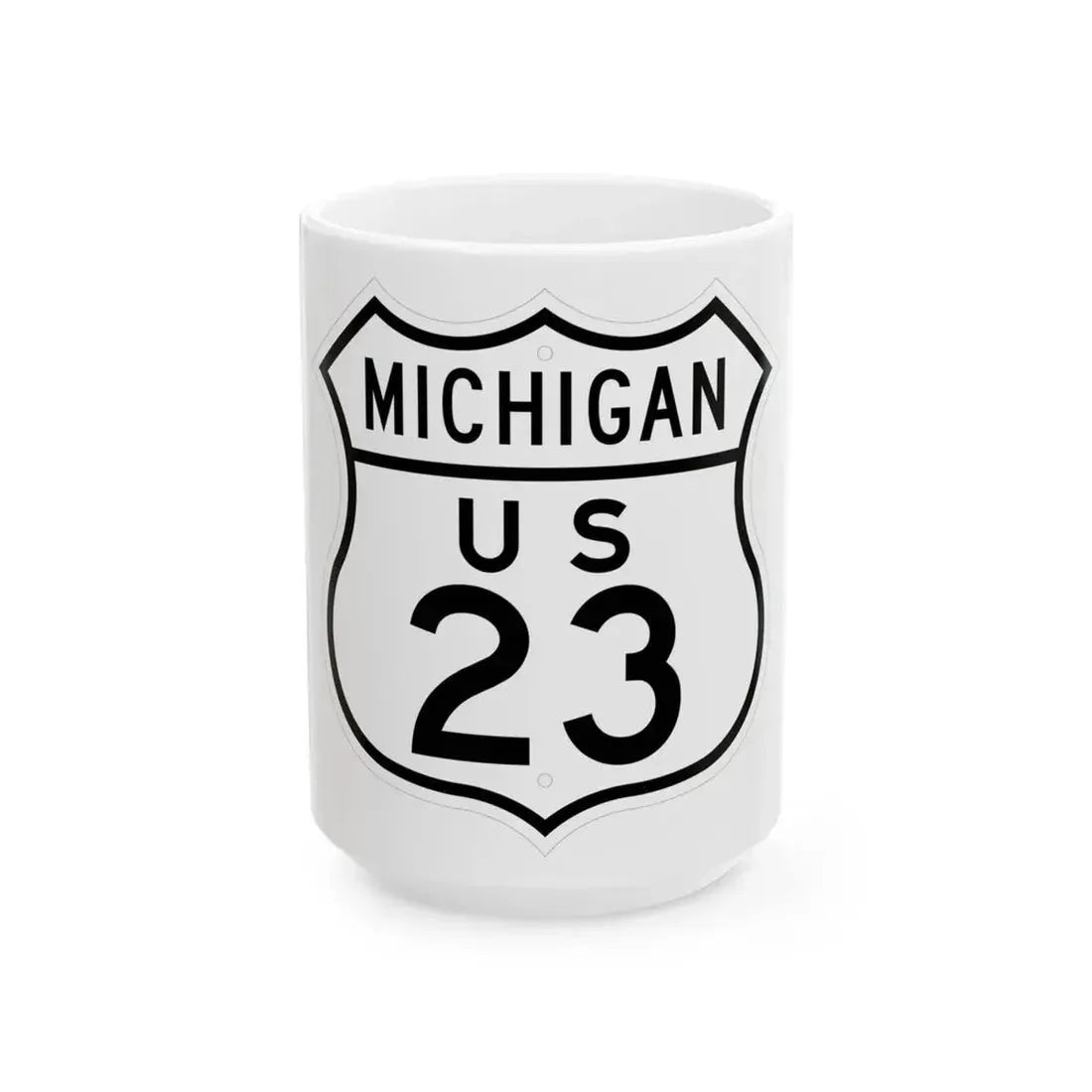 US 23 Michigan 1948 (Michigan) (Road Sign) White Coffee Mug 15oz - Go Mug Yourself