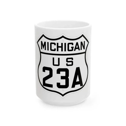 US 23A Michigan 1926 (Michigan) (Road Sign) White Coffee Mug 15oz - Go Mug Yourself