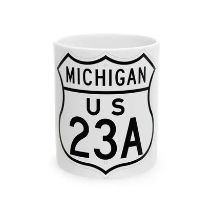 US 23A Michigan 1948 (Michigan) (Road Sign) White Coffee Mug 11oz - Go Mug Yourself