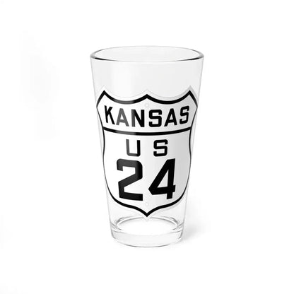 US 24 Kansas 1926 (Kansas) (Road Sign) Pint Glass 16oz 16oz - Go Mug Yourself