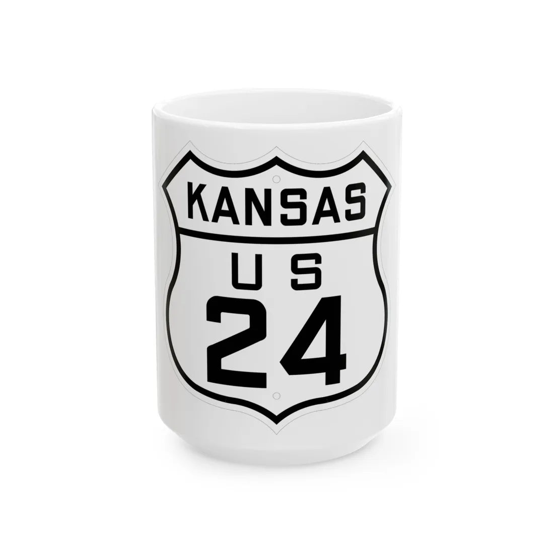 US 24 Kansas 1926 (Kansas) (Road Sign) White Coffee Mug 15oz - Go Mug Yourself