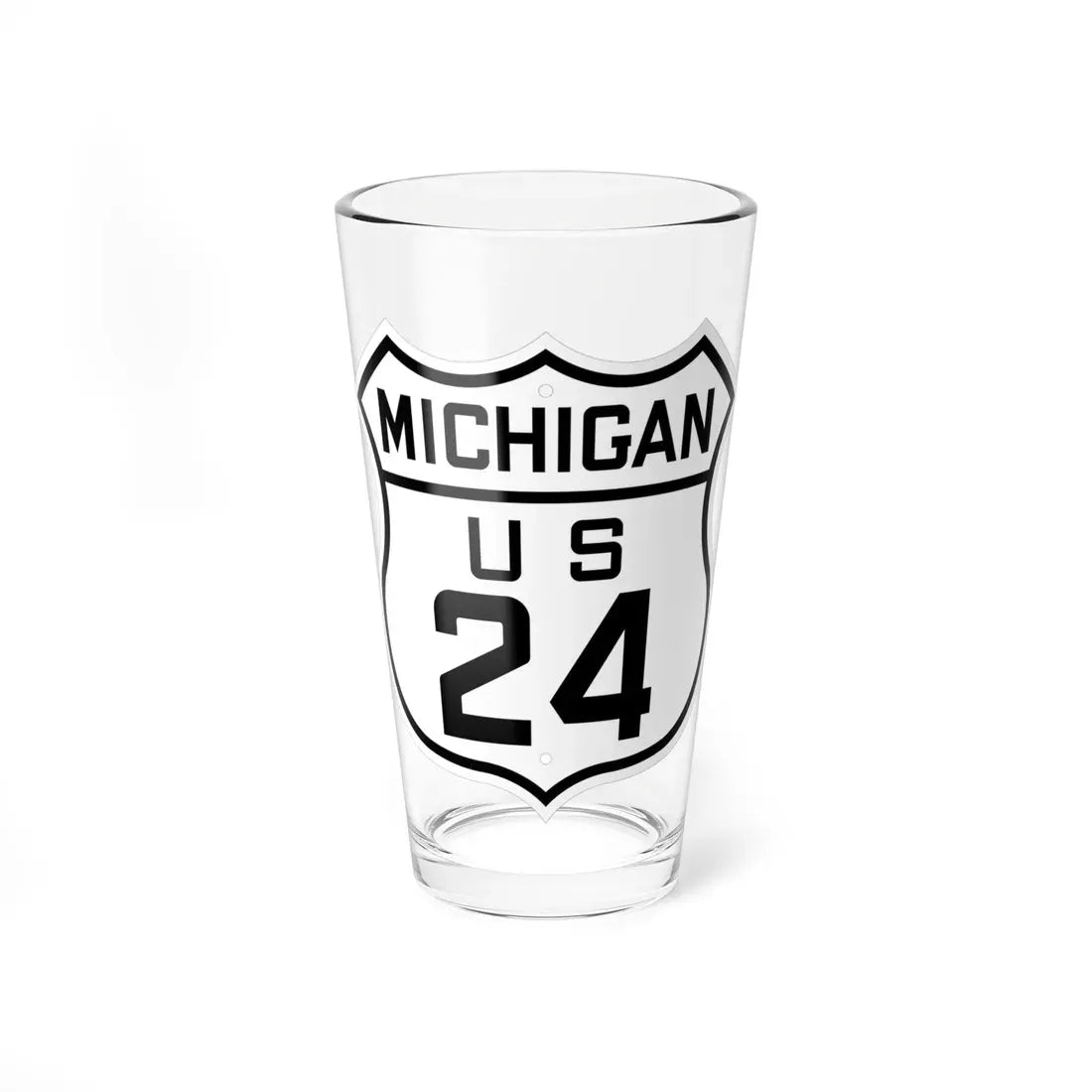 US 24 Michigan 1926 (Michigan) (Road Sign) Pint Glass 16oz 16oz - Go Mug Yourself