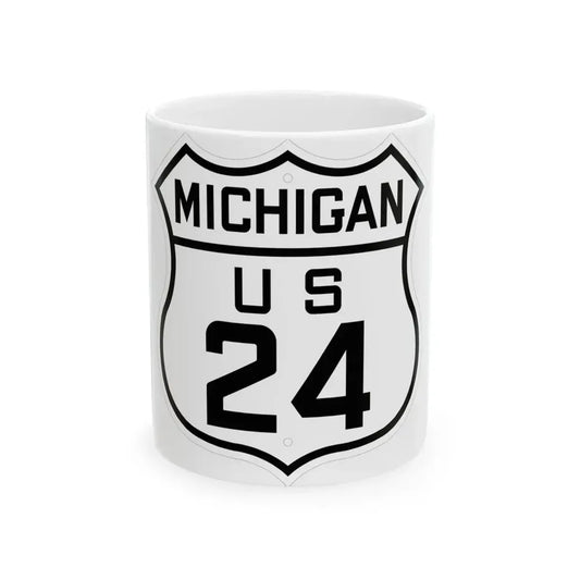 US 24 Michigan 1926 (Michigan) (Road Sign) White Coffee Mug 11oz - Go Mug Yourself