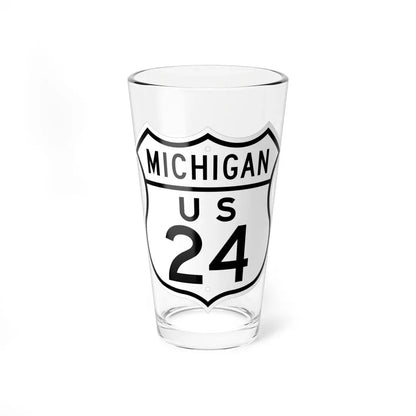 US 24 Michigan 1948 (Michigan) (Road Sign) Pint Glass 16oz 16oz - Go Mug Yourself