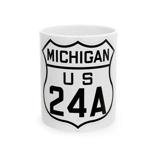 US 24A Michigan 1926 (Michigan) (Road Sign) White Coffee Mug 11oz - Go Mug Yourself