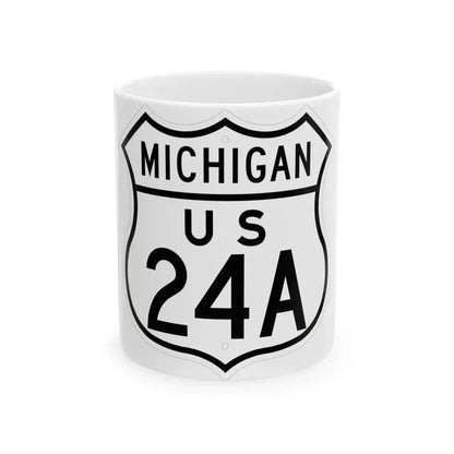 US 24A Michigan 1948 (Michigan) (Road Sign) White Coffee Mug 11oz - Go Mug Yourself