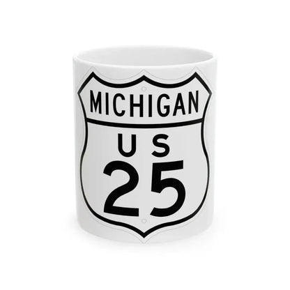 US 25 Michigan 1948 (Michigan) (Road Sign) White Coffee Mug 11oz - Go Mug Yourself