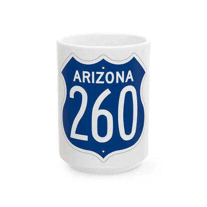 US 260 Arizona 1956 West (Arizona) (Road Sign) White Coffee Mug 15oz - Go Mug Yourself