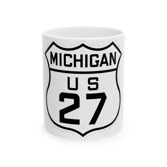 US 27 Michigan 1926 (Michigan) (Road Sign) White Coffee Mug 11oz - Go Mug Yourself