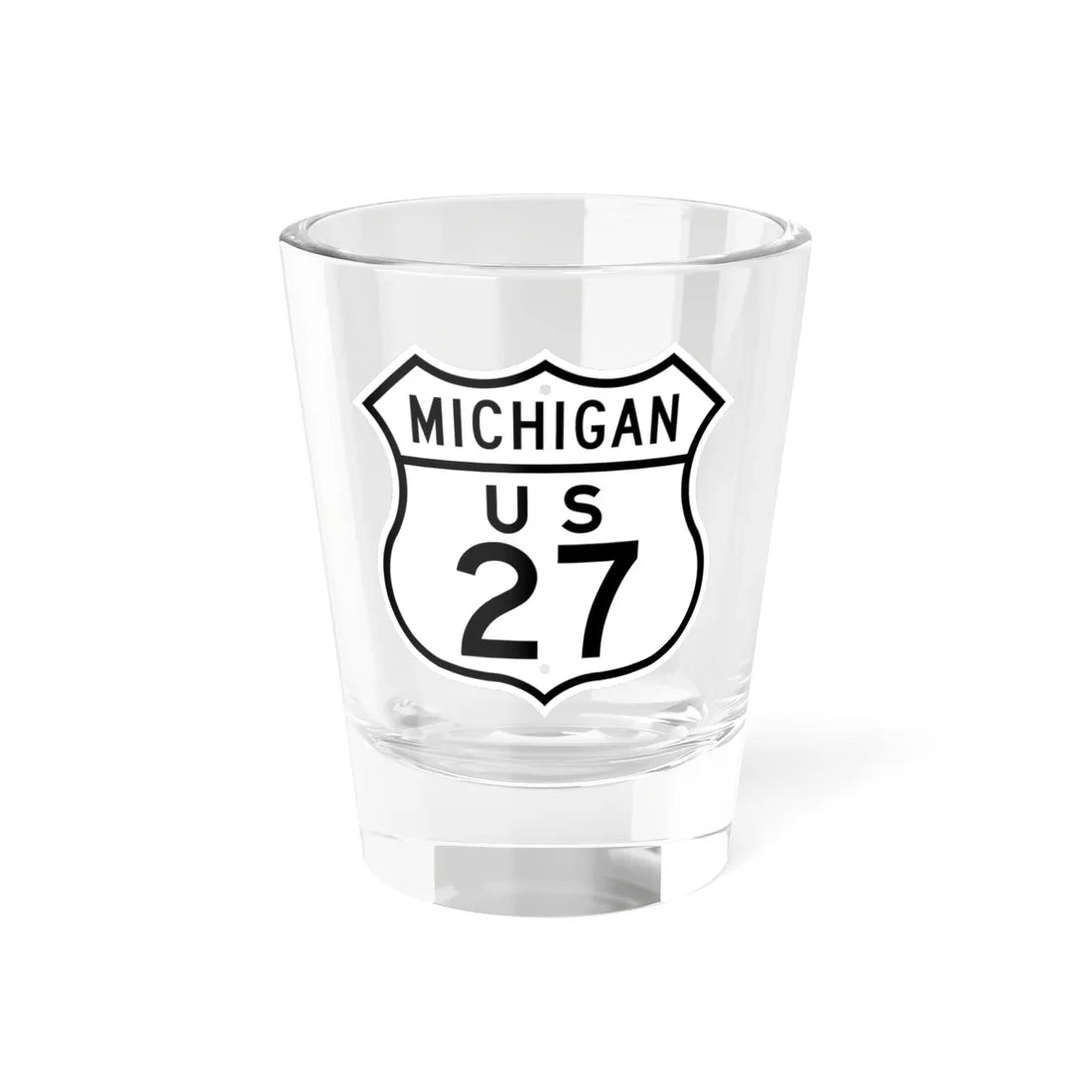 US 27 Michigan 1948 (Michigan) (Road Sign) Shot Glass 1.5oz 1.5oz - Go Mug Yourself