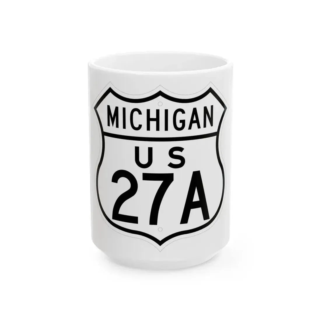 US 27A Michigan 1948 (Michigan) (Road Sign) White Coffee Mug 15oz - Go Mug Yourself