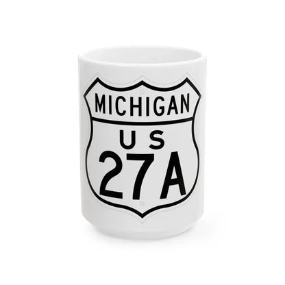 US 27A Michigan 1948 (Michigan) (Road Sign) White Coffee Mug 15oz - Go Mug Yourself