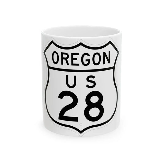 US 28 Oregon 1948 (Oregon) (Road Sign) White Coffee Mug 11oz - Go Mug Yourself