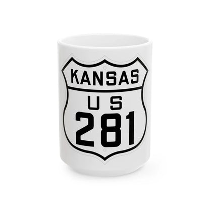 US 281 Kansas 1926 (Kansas) (Road Sign) White Coffee Mug 15oz - Go Mug Yourself