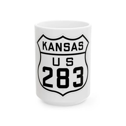 US 283 Kansas 1926 (Kansas) (Road Sign) White Coffee Mug 15oz - Go Mug Yourself