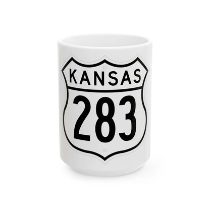 US 283 Kansas 1962 (Kansas) (Road Sign) White Coffee Mug 15oz - Go Mug Yourself
