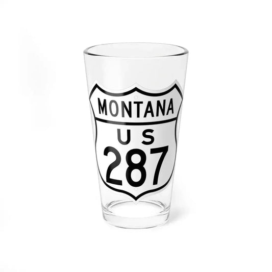 US 287 Montana 1948 (Montana) (Road Sign) Pint Glass 16oz 16oz - Go Mug Yourself