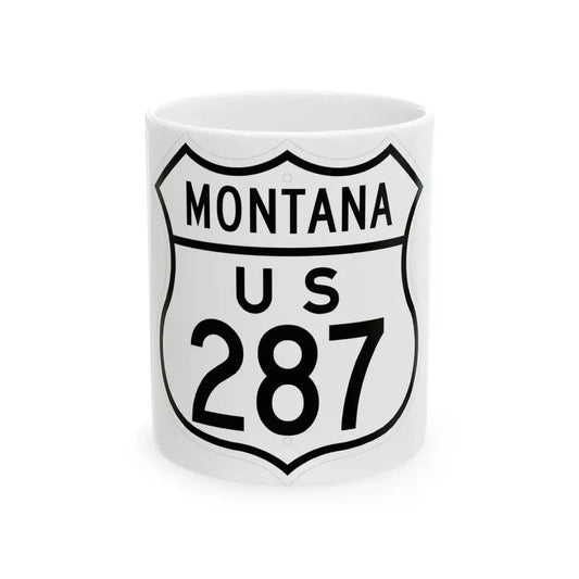 US 287 Montana 1948 (Montana) (Road Sign) White Coffee Mug 11oz - Go Mug Yourself