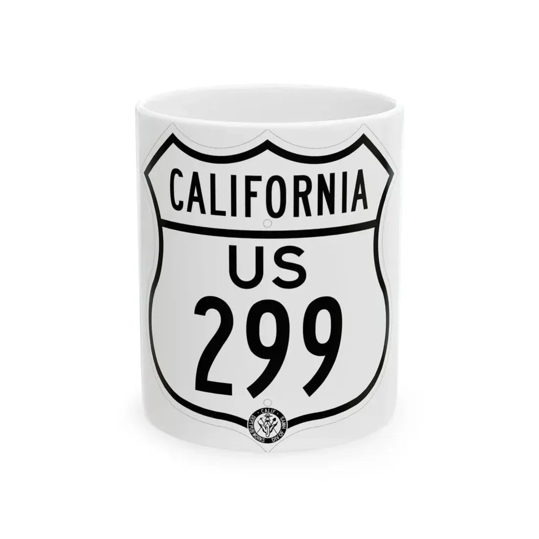 US 299 California 1948 (California) (Road Sign) White Coffee Mug 11oz - Go Mug Yourself