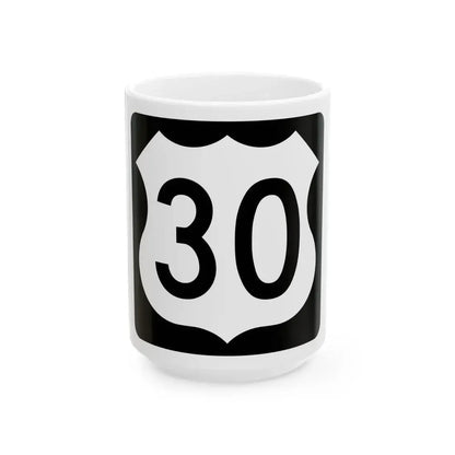 US 30 IA (Iowa) (Road Sign) White Coffee Mug 15oz - Go Mug Yourself