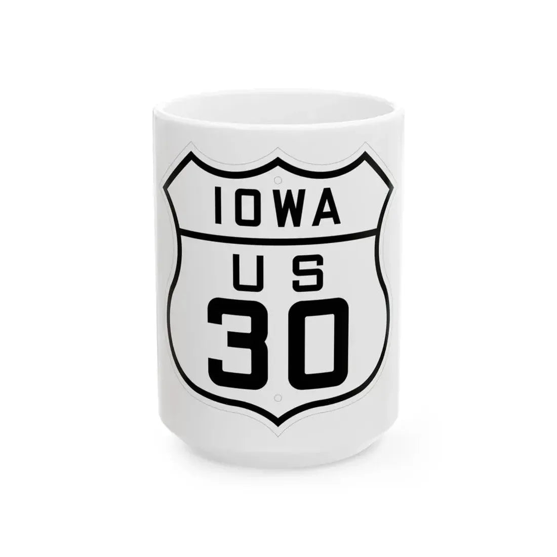 US 30 Iowa 1926 (Iowa) (Road Sign) White Coffee Mug 15oz - Go Mug Yourself
