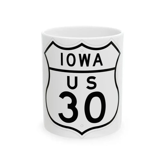 US 30 Iowa 1948 (Iowa) (Road Sign) White Coffee Mug 11oz - Go Mug Yourself