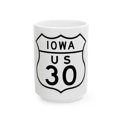 US 30 Iowa 1948 (Iowa) (Road Sign) White Coffee Mug 15oz - Go Mug Yourself
