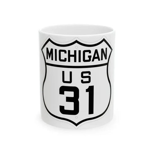 US 31 Michigan 1926 (Michigan) (Road Sign) White Coffee Mug 11oz - Go Mug Yourself