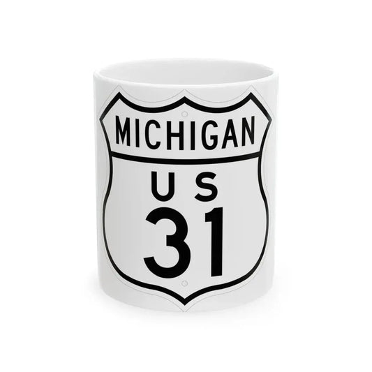 US 31 Michigan 1948 (Michigan) (Road Sign) White Coffee Mug 11oz - Go Mug Yourself