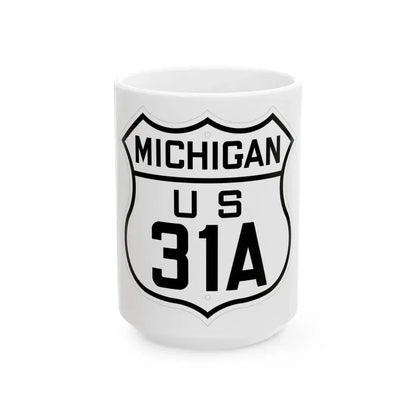 US 31A Michigan 1926 (Michigan) (Road Sign) White Coffee Mug 15oz - Go Mug Yourself