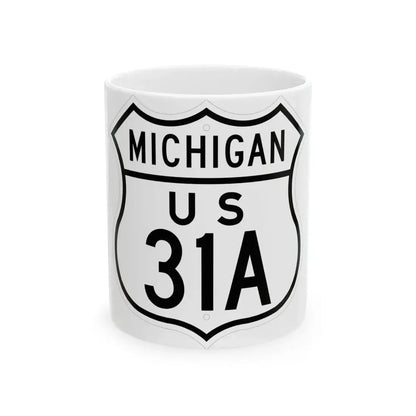 US 31A Michigan 1948 (Michigan) (Road Sign) White Coffee Mug 11oz - Go Mug Yourself