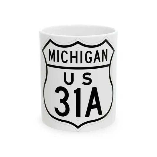 US 31A Michigan 1948 (Michigan) (Road Sign) White Coffee Mug 11oz - Go Mug Yourself