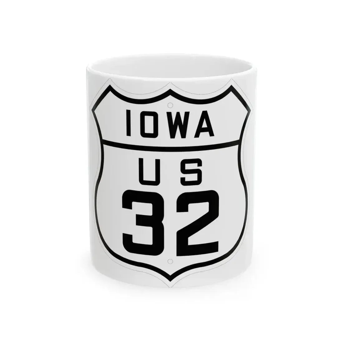 US 32 Iowa 1926 (Iowa) (Road Sign) White Coffee Mug 11oz - Go Mug Yourself