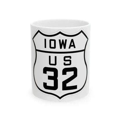 US 32 Iowa 1926 (Iowa) (Road Sign) White Coffee Mug 11oz - Go Mug Yourself