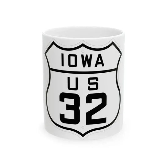 US 32 Iowa 1926 (Iowa) (Road Sign) White Coffee Mug 11oz - Go Mug Yourself