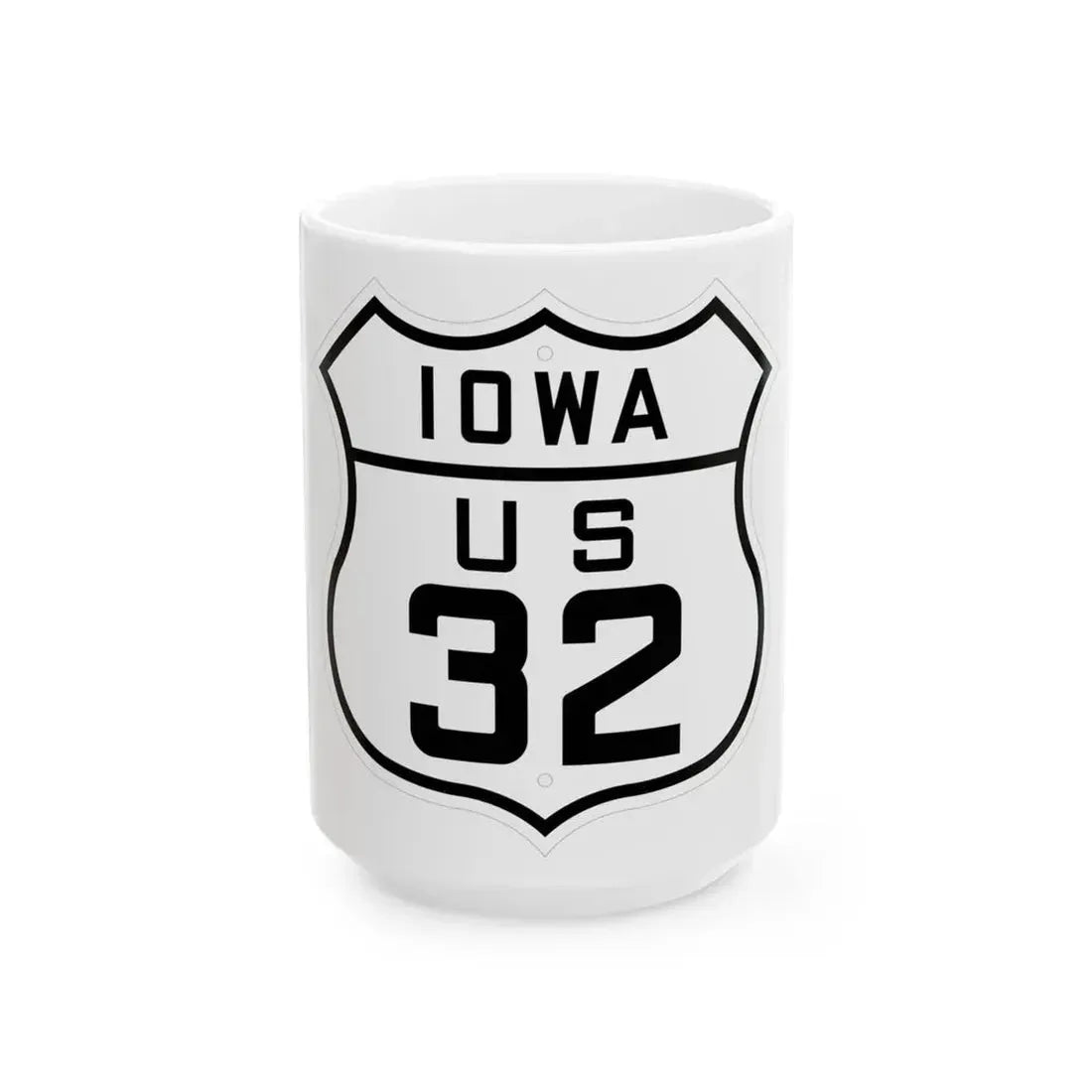 US 32 Iowa 1926 (Iowa) (Road Sign) White Coffee Mug 15oz - Go Mug Yourself