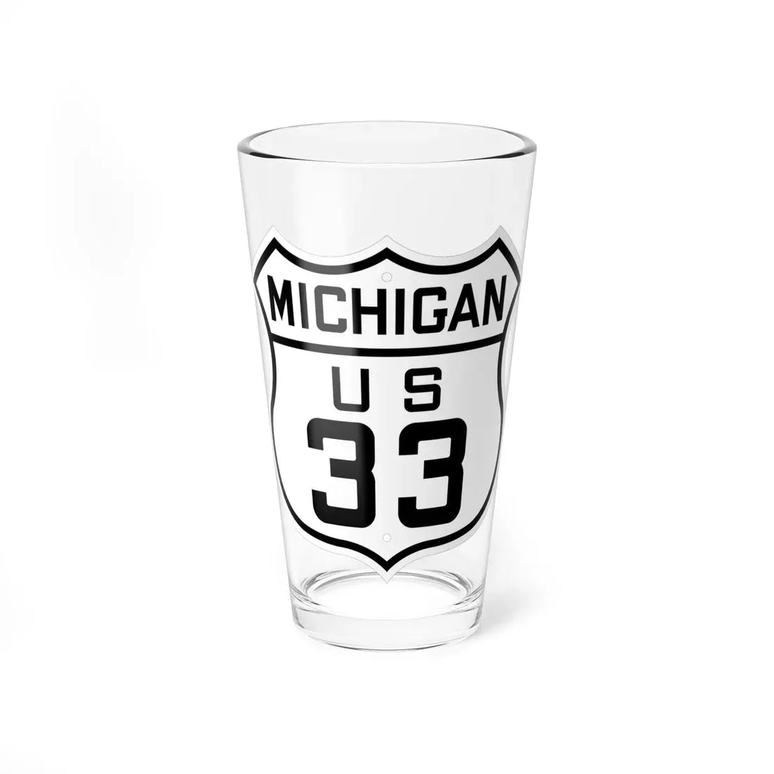 US 33 Michigan 1926 (Michigan) (Road Sign) Pint Glass 16oz 16oz - Go Mug Yourself