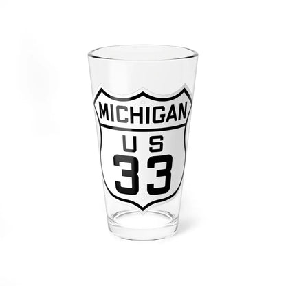 US 33 Michigan 1926 (Michigan) (Road Sign) Pint Glass 16oz 16oz - Go Mug Yourself
