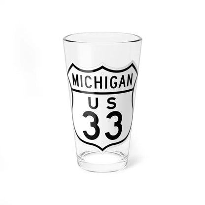 US 33 Michigan 1948 (Michigan) (Road Sign) Pint Glass 16oz 16oz - Go Mug Yourself
